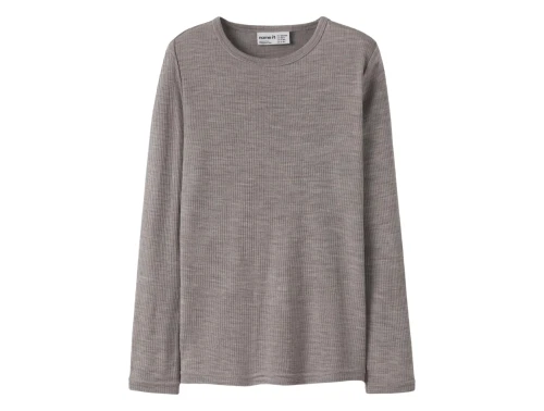 Name It merinould bluse i gråbrun nuance