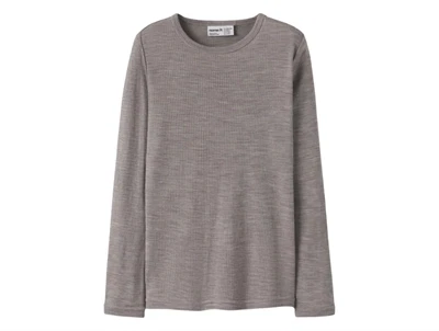 Name It merinould bluse i gråbrun nuance