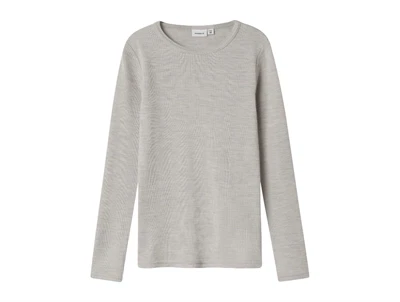 Name It t-shirt nacreous cloud i merinould med rib mønster set forfra