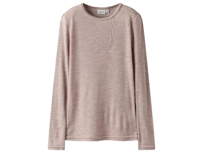 Name It t-shirt shadow gray i merinould med rib mønster set forfra