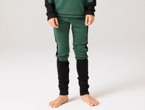 Dreng ilædt Name It merinould leggings i grøn nuance med sorte detaljer