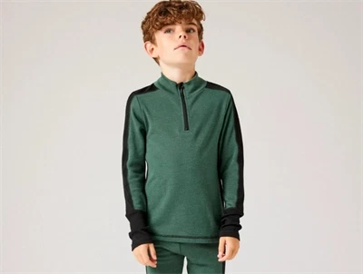 Name It merinould bluse i grøn nuance med sorte detaljer