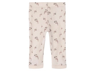 Lil' Atelier leggings morganite berry i merinould med bærprint