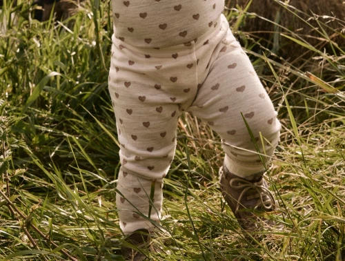 Lil\' Atelier merinould leggings i lyserød nuance med hjerteprint