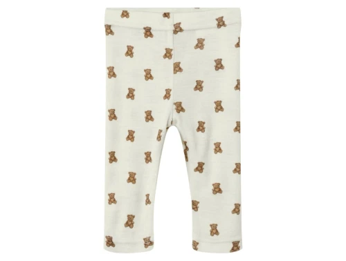 Lil\' Atelier leggings turtledove melange i uld/modal med bamseprint