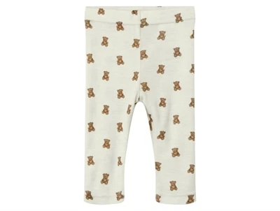 Lil' Atelier leggings turtledove melange i uld/modal med bamseprint