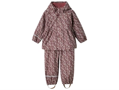 Name It regnsæt i violet med blomsterprint set forfra