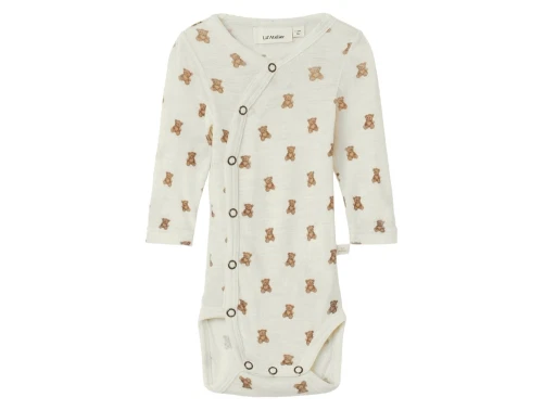 Lil\' Atelier wrap body turtledove melange i uld modal med bamseprint