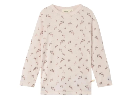 Lil\' Atelier bluse morganite berry i merinould med print