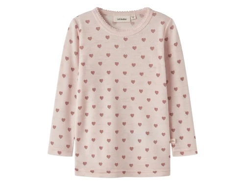 Lil\' Atelier merinould bluse i lyserød nuance med hjerteprint
