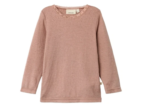 Lil\' Atelier bluse roebuck i merinould med blonder
