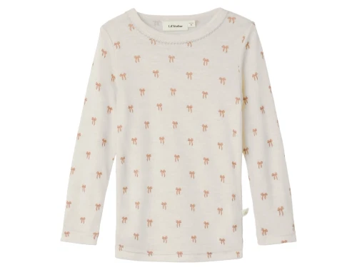 Lil\' Atelier bluse turtledove melange i uld modal med sløjfeprint