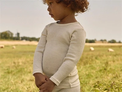 Lil' Atelier bluse i turtledove melange uld modal til børn