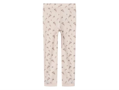 Lil' Atelier leggings morganite berry i merinould med bærprint