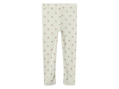 Lil' Atelier leggings turtledove melange i uld modal med sløjfeprint