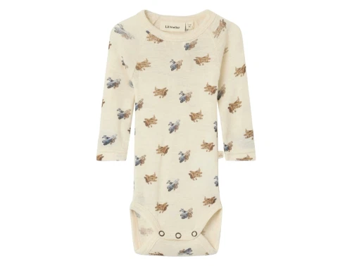 Lil\' Atelier body turtledove melange i uld modal med flyprint