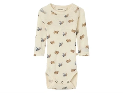 Lil' Atelier body turtledove melange i uld modal med flyprint