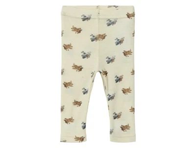 Lil' Atelier leggings turtledove melange i uld modal med flyprint