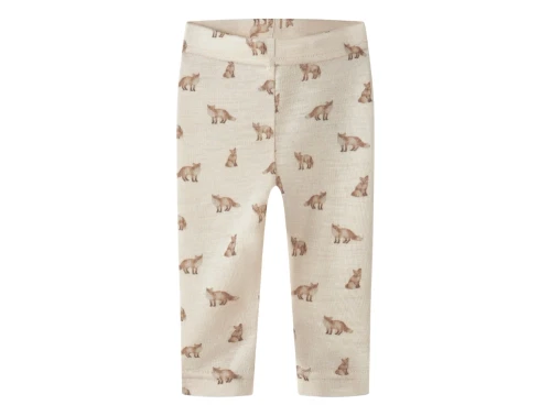 Lil\' Atelier merinould leggings i råhvid nuance med ræveprint