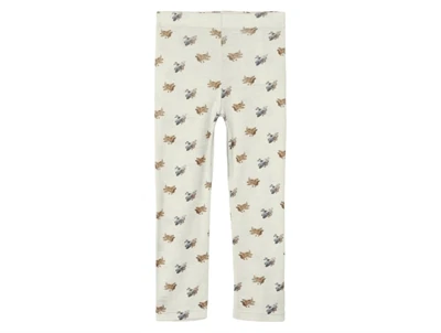 Lil' Atelier leggings turtledove melange i uld modal med flyprint