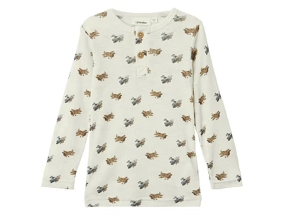 Lil' Atelier bluse turtledove melange i uld modal med flyprint