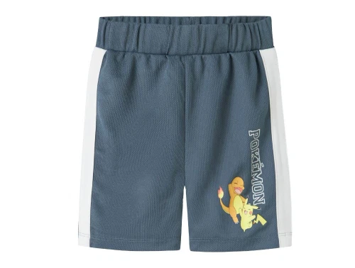 Blå Pokémon shorts fra Name It med Pikachu og Charmander