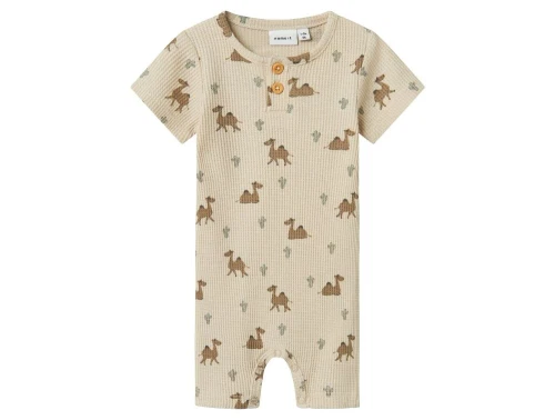 Name It kortærmet jumpsuit peyote med dromedarprint forfra