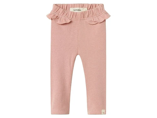 Leggings fra Lil\' Atelier i misty rose med flæsekant og elastik i taljen