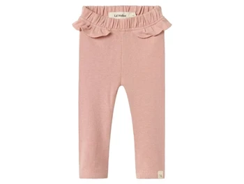 Leggings fra Lil' Atelier i misty rose med flæsekant og elastik i taljen