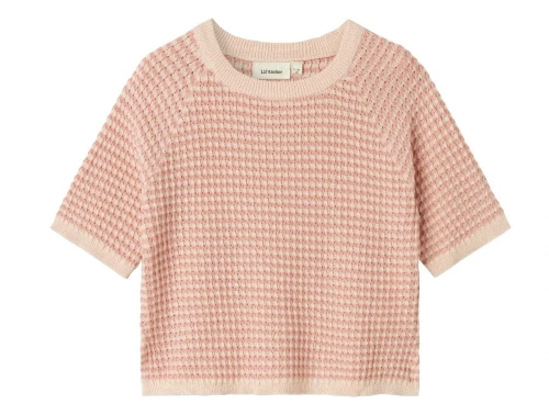 Strikbluse fra Lil\' Atelier i misty rose med teksturstrik 