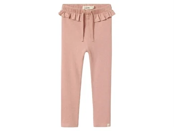 Lil' Atelier leggings i farven misty rose med flæsekant