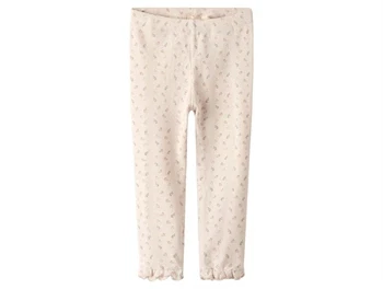 Lil' Atelier leggings i peach blush med flæsekant