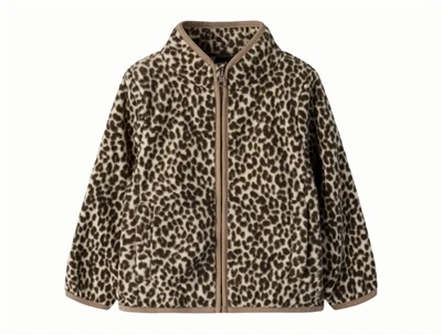 Name It fleecejakke i råhvid nuance med leopardprint