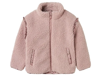 Name It teddyjakke violet med flæsedetaljer forside