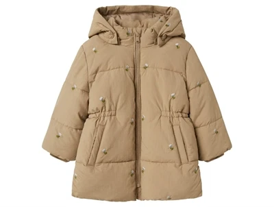 Name It pufferjakke brun med aftagelig hætte forside