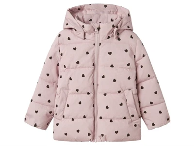 Name It pufferjakke i violet ice med hjerteprint forside