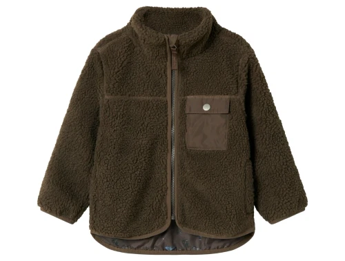 Name It teddyjakke i morel med brystlomme forside