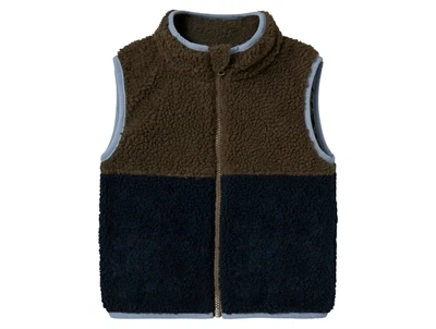 Name It teddyvest i morel og navy med høj hals forside