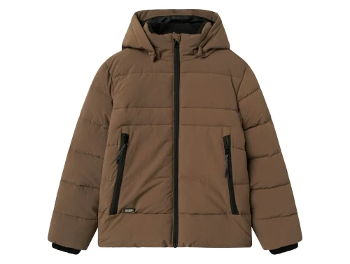 Name It pufferjakke brun til børn med aftagelig hætte