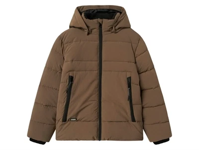 Name It pufferjakke brun til børn med aftagelig hætte