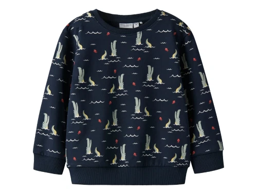 sweatshirt fra Name It i navy med print af alligator og fisk