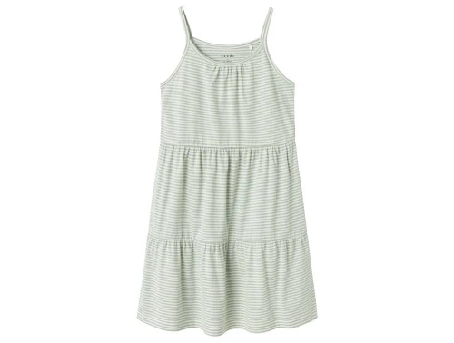 name it kjole i lysegrønne og hvide striber, set forfra
