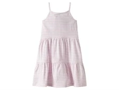 name it kjole i lyserøde og hvide striber, set bagfra