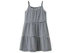 name it kjole i mørkeblå og hvide striber, set forfra