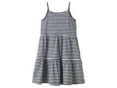 name it kjole i mørkeblå og hvide striber, set bagfra