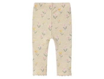 Leggings set bagfra fra Name It i peyote melange med blomsterprint