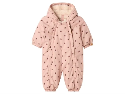 Lil' Atelier flyverdragt i rosa med mariehøneprint forfra