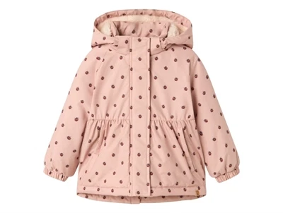 Lil' Atelier jakke i rosa med mariehøneprint forfra