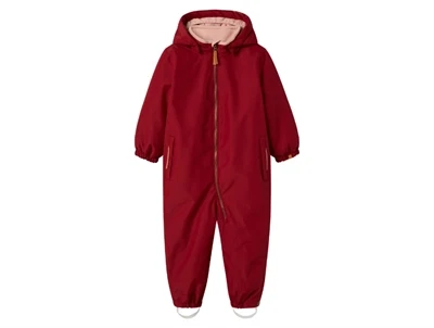 Lil\' Atelier flyverdragt i rød red dahlia med hætte og lynlås