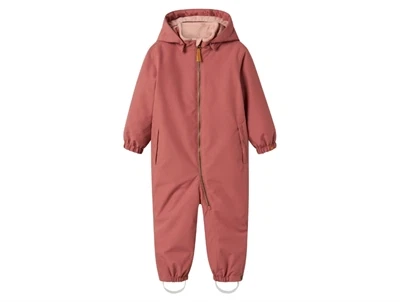 Lil' Atelier flyverdragt i rosa withered rose med hætte og lynlås